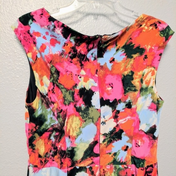 Jones Wear Floral Drape Cap Sleeve Spring Dress - Picture 6 of 7